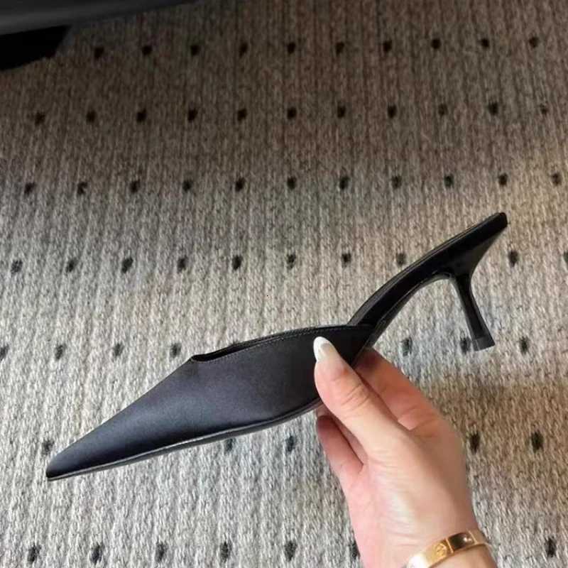 Shoes Female 2025 Brand Slingbacks Womens High Heels Fashion Dress Pumps Women Pointed Toe Thin Heel Plus Size Womens Slippers W250910