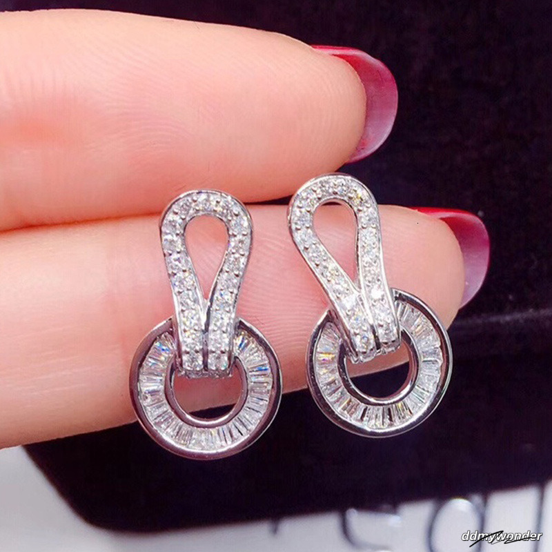 Ins Sparkling Stud Drop Ship Jewelry Sterling Sier T Princess Cut White Topaz CZ Dia Gemstones Party Women Wedding Earring Gift