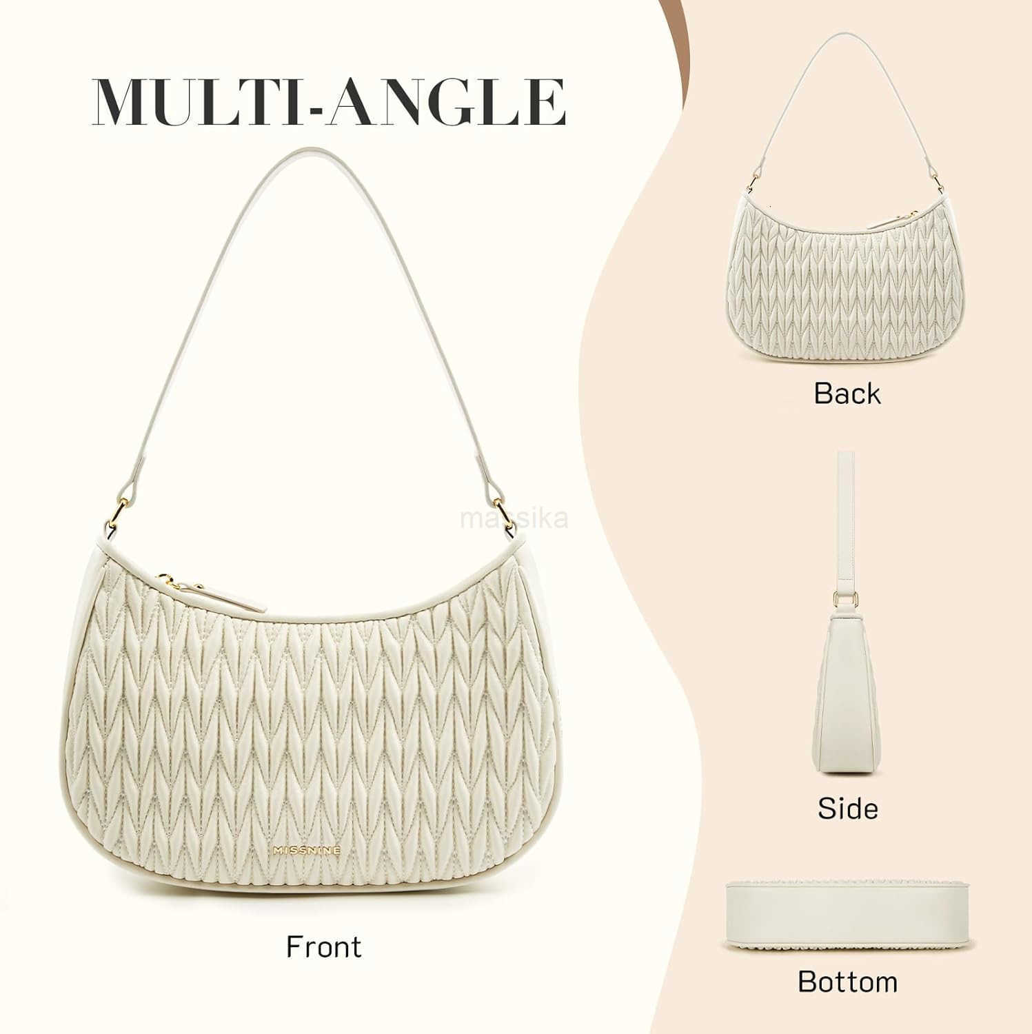 Shoulder Bag for Women Small Purse Trendy Clutch Hobo Bag Vegan Leather Mini Handbag with Zipper Closure M250910