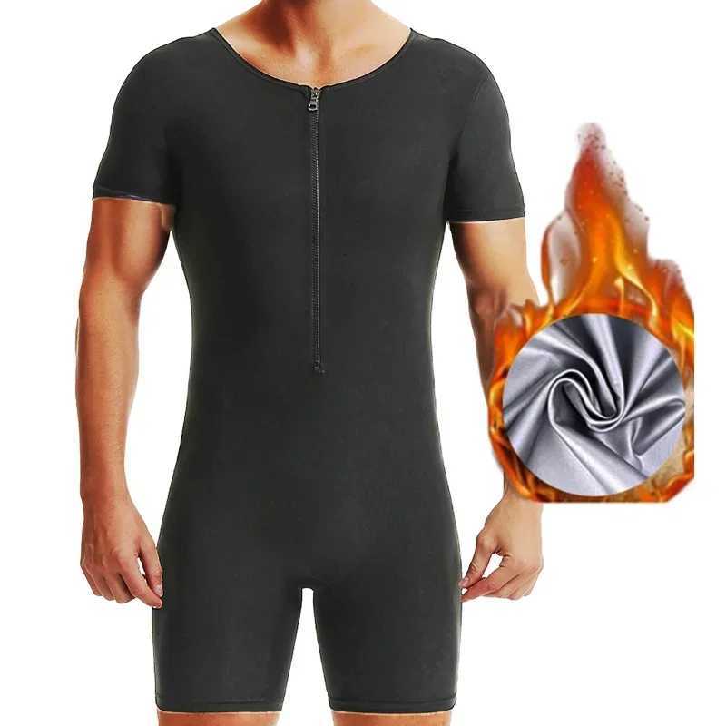 MrifDila Hot Sweating Jumpsuits Men Waist Sauna Suit Body Shaper for Fitness Gym Exercise Training Weat Bodysuits Men W250910