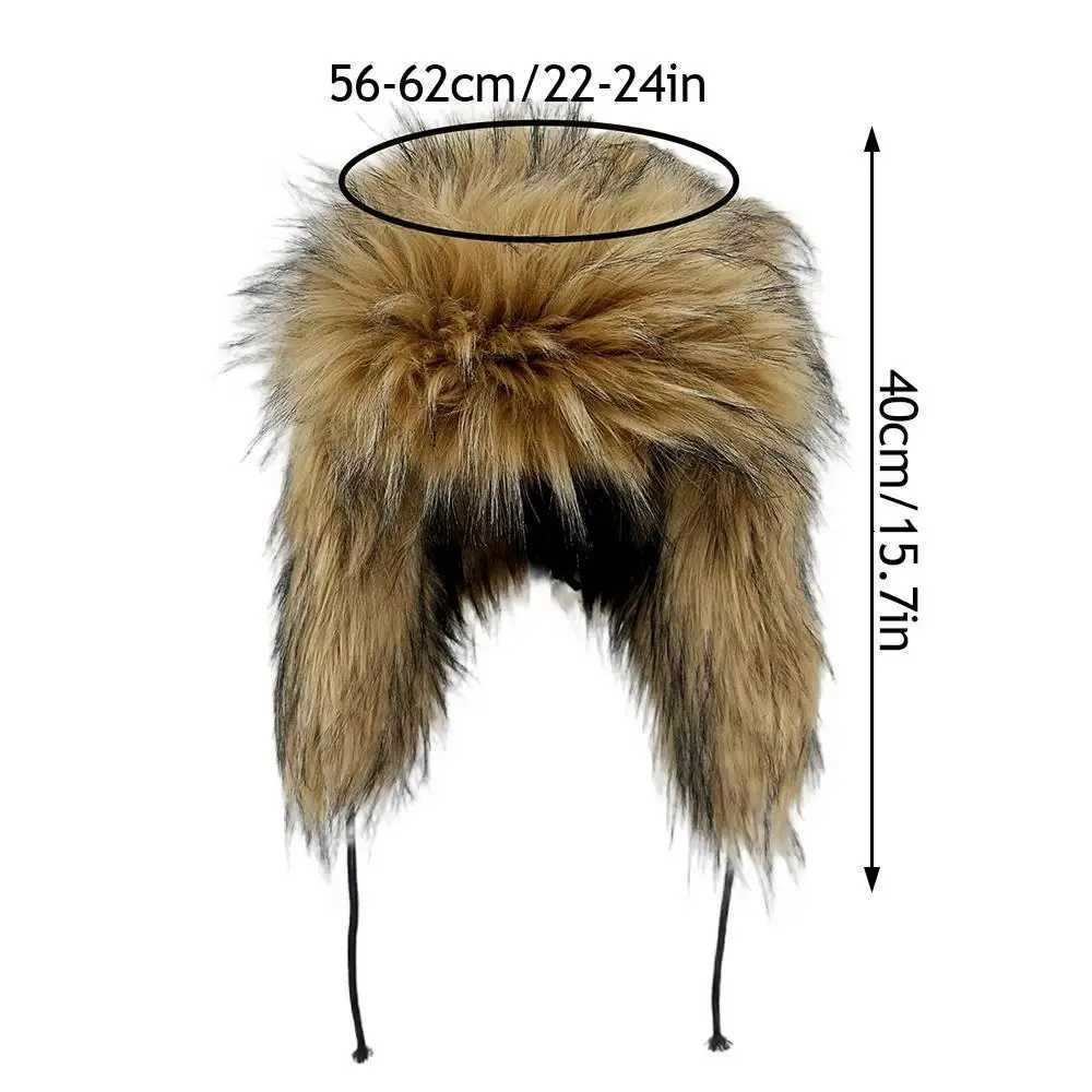 Fluffy Fur Russian Female Earfl C Faux Fur Winter Warm Hats For Women Men Y2K Ushanka Hat Russian Hat Beanies Bomber GorroXJ250910