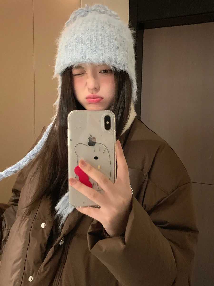 Winter Warm Earmuffs For Women New Knit C With A Tie Cute Woolen Hat To Make Your Face SmallXJ250910
