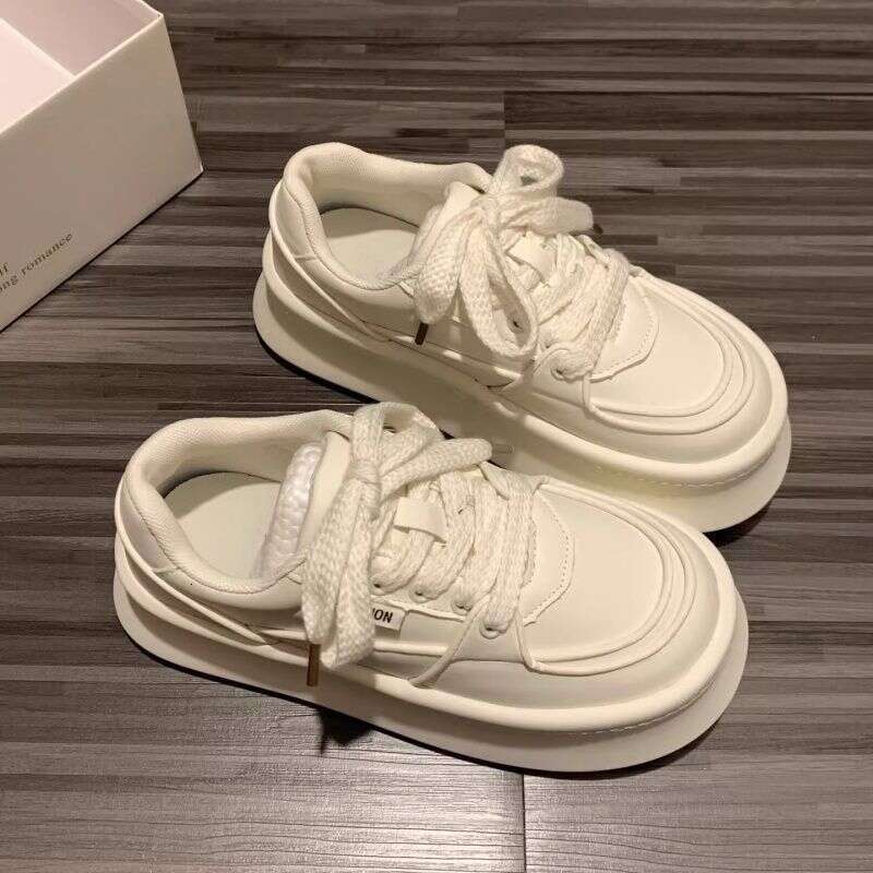 Trendy Thick-Soled Height-Increasing White Sneakers for Women 2025 Spring and Autumn New Fashion Versatile Breathable Casual Sports Shoes