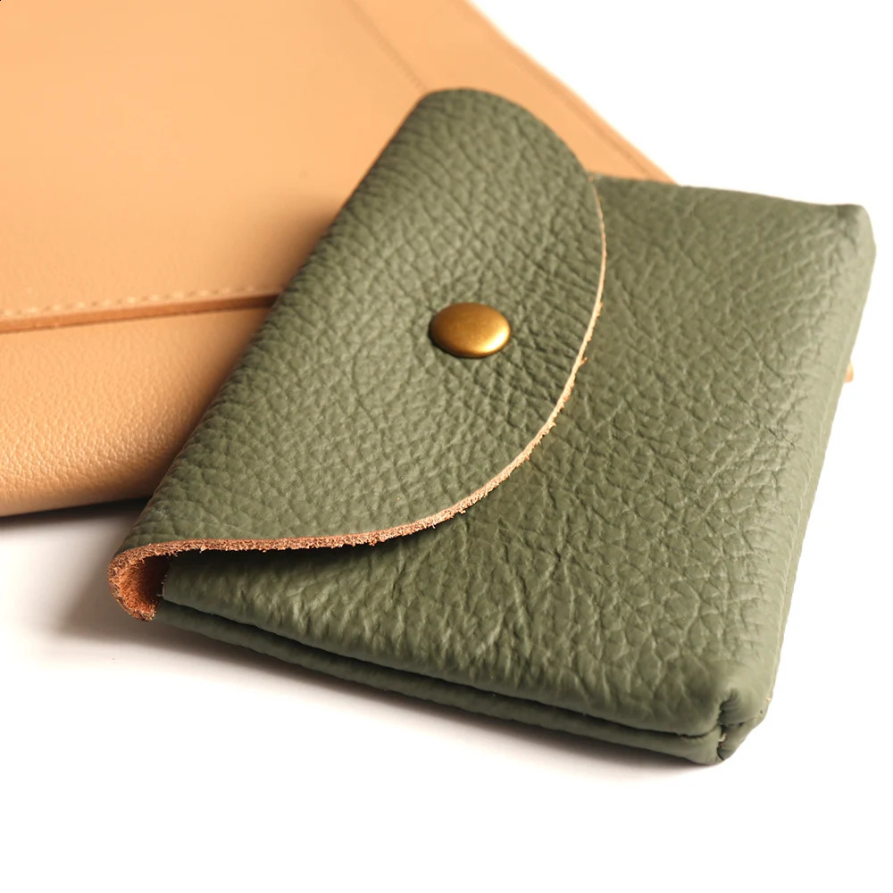 Personalize Genuine Leather Card Holder Simple Classic Soft Cowhide Coin Purse Engrave Letter Mini Envelope Business Card Sleeve250906