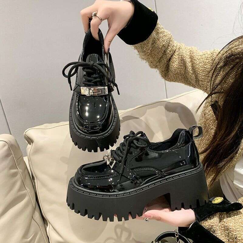 Black Mary Jane Small Leather Shoes for Women Designer Shoe 2025 Summer New Fashion Non-Slip Loafers with Chunky Heels