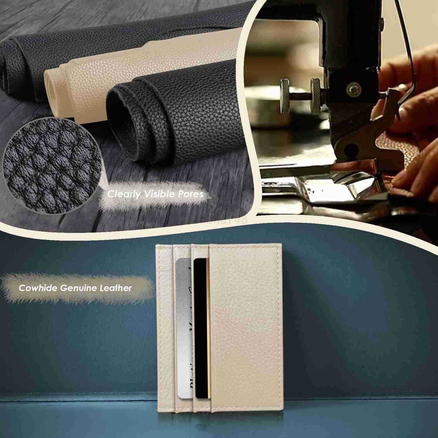 CARD Wallet Super Slim Card Holder Genuine Leather Wallet for Man and Women with 6 Card Slots 1 Pocket OffWhiteZ250910