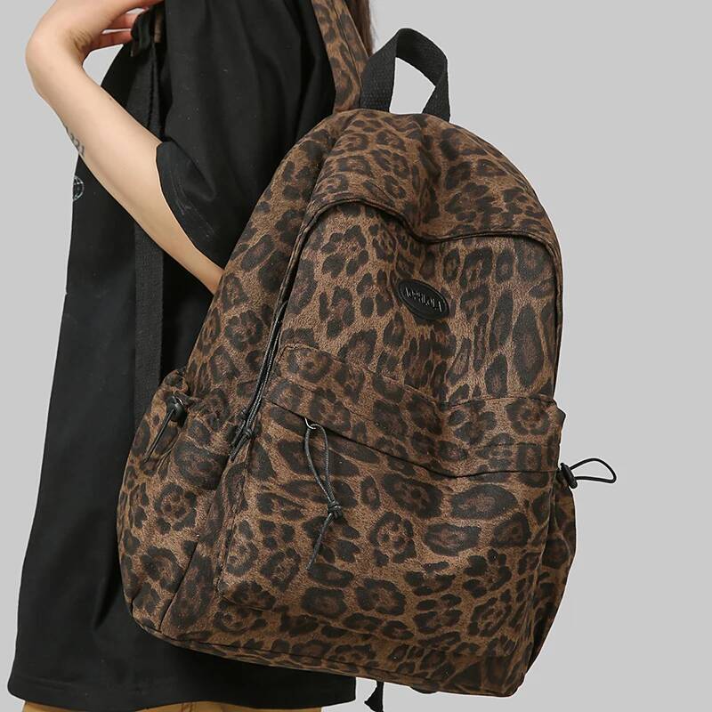 Travelling Bag Leopard Printing Woman Backpack School Book Bags for Teenage Girls Female College Students Lady Leisure BagPack high-quality
