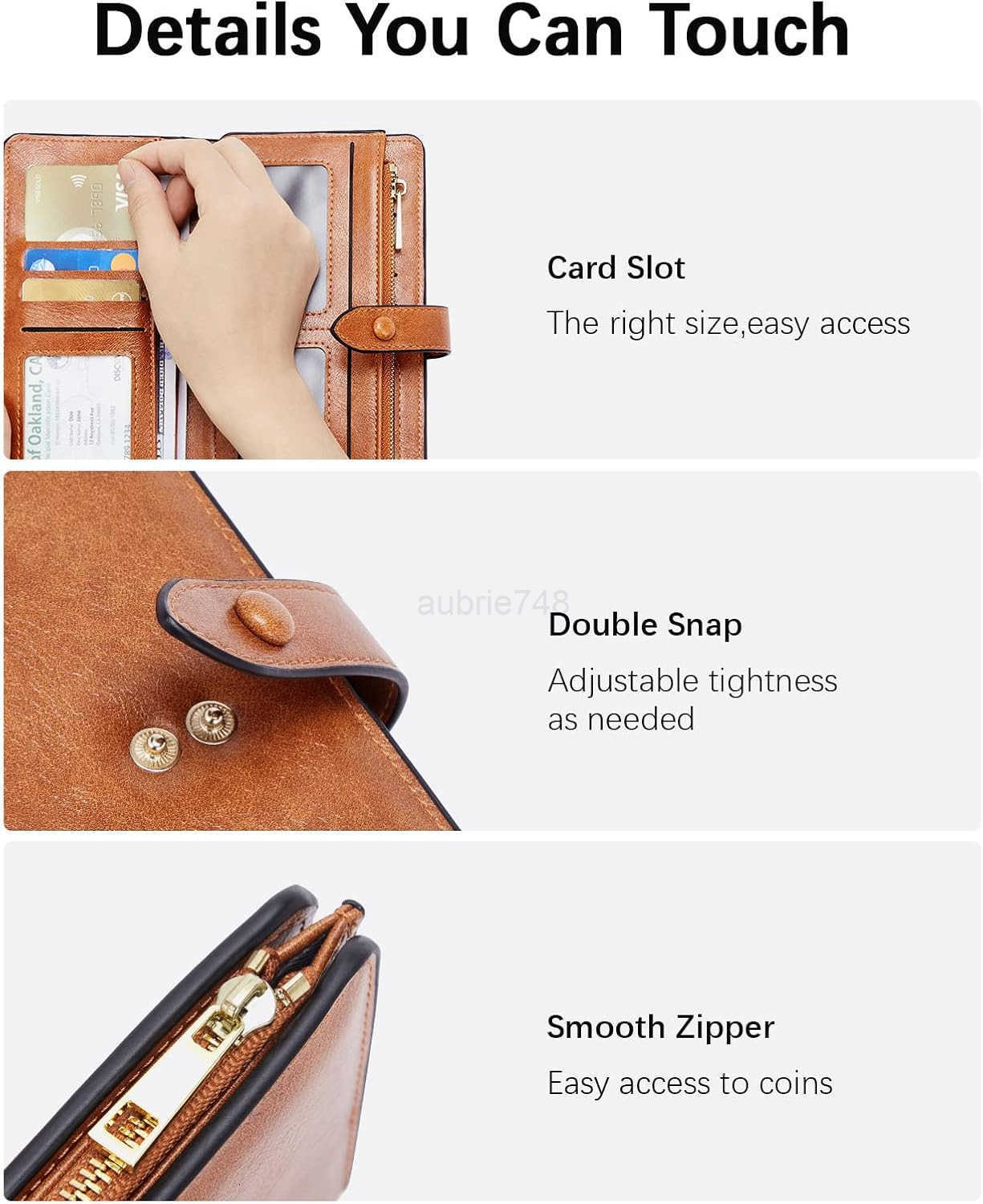 Womens Leather Wallets RFID Blocking Large Capacity Trifold Card Holder Ladies Phone Clutch BrownZ250910