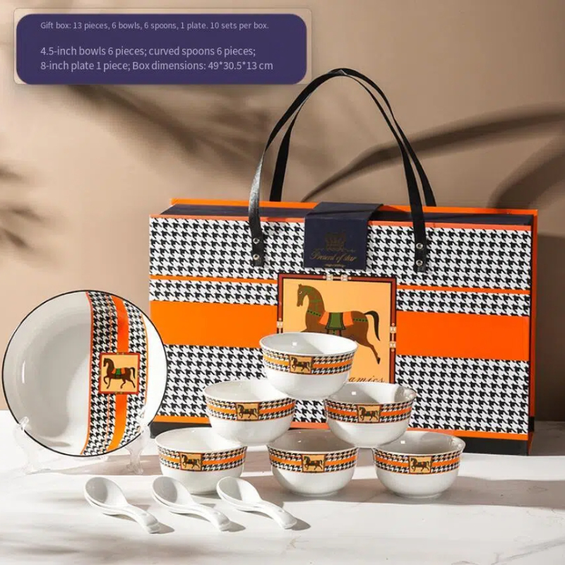 Ceramic Tableware Bowl and Chopsticks Set Gift Box Wedding Highend Light Style Personal Souvenir 250711