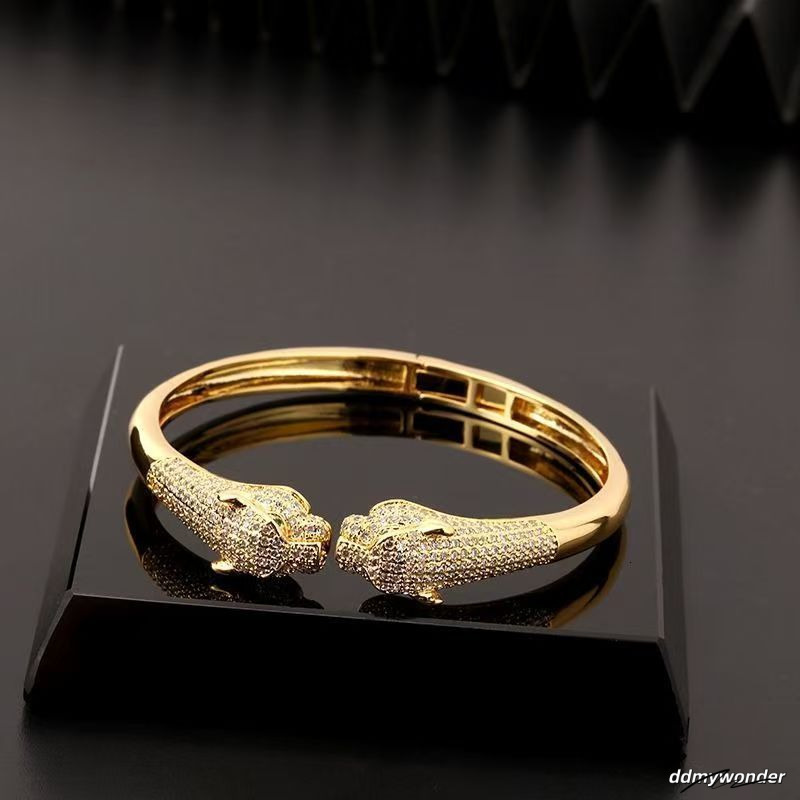 Fashion Animal Leopard Bracelet Creative Hip Hop Personalized Micro Inlaid Zircon Open Women's Bracelet250711