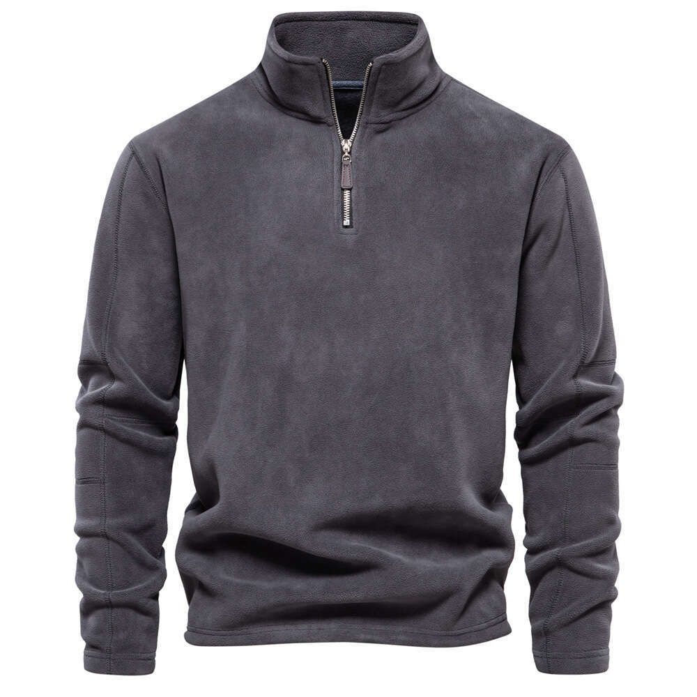 Autumn and Winter New Item Half Zipper Long Sleeve Sweatshirt Stand Up Collar Trendy Versatile Men's Fleece Top