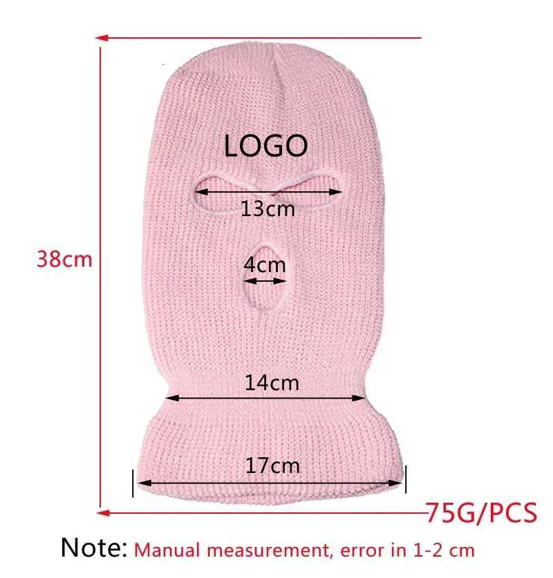 Motorcyc Windproof Fl Face Knit Hats Cust SkiMask Men Warm Wool clava broidery Winter hats Knitted 3 Hos Ski Mask G250910