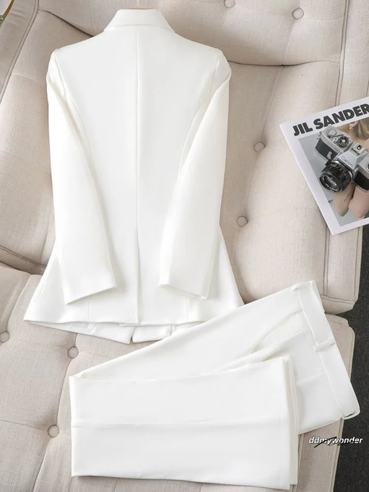 Elegant Pant Suits For Women Long Sleeve Korean Fashion Office Two Piece Slim Double Breasted Spring Summer 240127 ddmywonder ddmywonder ddmywonder dd
