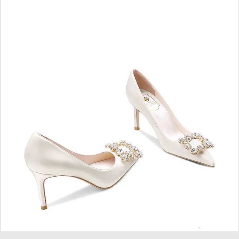 New Style Woman Shoes Luxury Pumps Pointed Toe Party High Heels White Wedding Shoes Rhinestone Womens Bridal Shoes Women W250910
