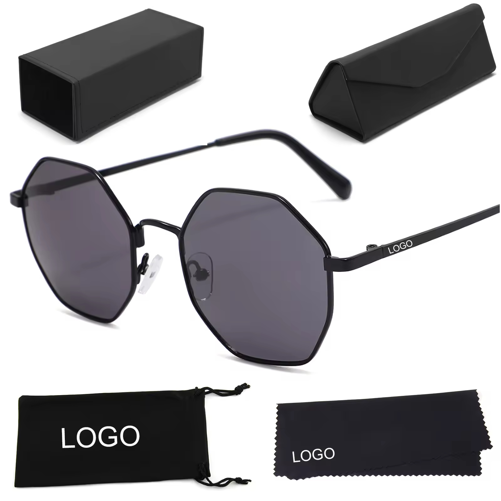2025 Fashion Trendy Women Sunglasses UV400 Metal Frame Six Sides Retro Custom Logo Polygonal Sunglasses