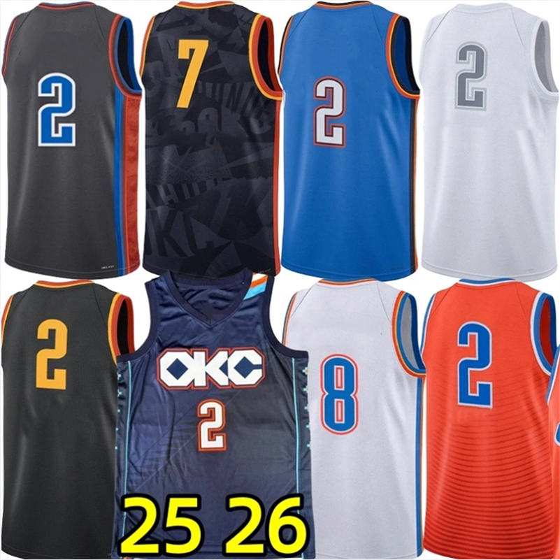 25 26 OKC Thunde Basketball Jerseys SGA Shai Gilgeous Alexander Chet Holmgren Jalen Williams Isaiah Hartenstein Luguentz Dort Russell Westbrook Jersey
