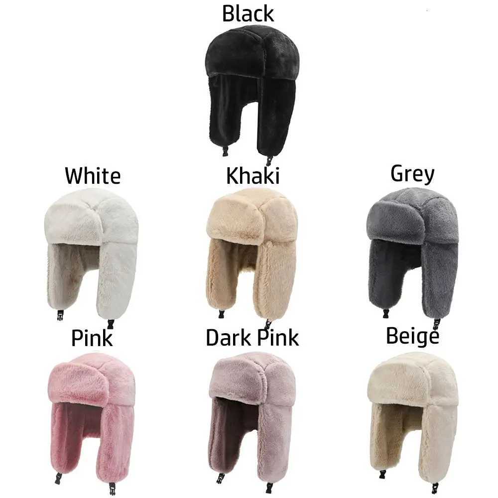 Men Women Thick Plush Bomber Hat Warm Winter Hat Trper Hats Russian Ushanka Snow Cs Earfl BonnetXJ250910
