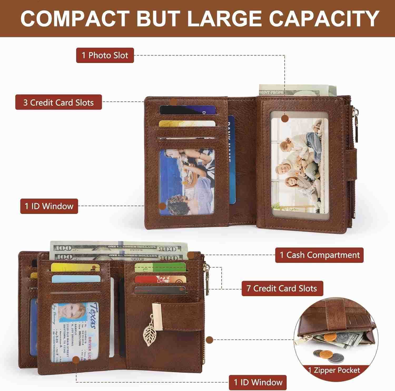 Small Wallet Women RFID Blocking Leather Bifold Wallet CARD Holder for Women Ladies Compact Wallet Mini Purse With Zipper PocketZ250910