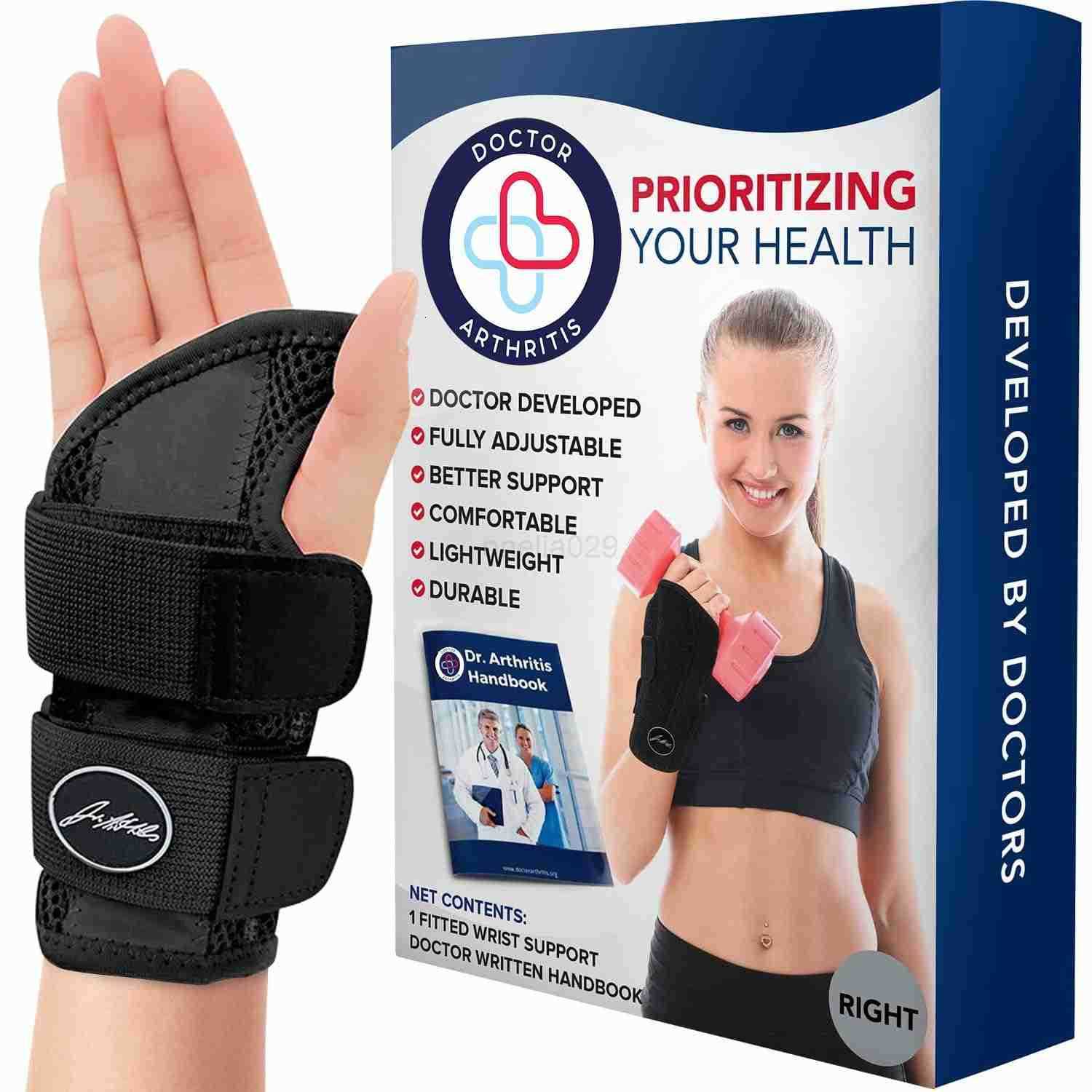 Arthritis Developed Fitted Wrist Brace for Carpal Tunnel Syndrome Tendonitis Splint Support for Men and Women Single Black Right Hand W250910