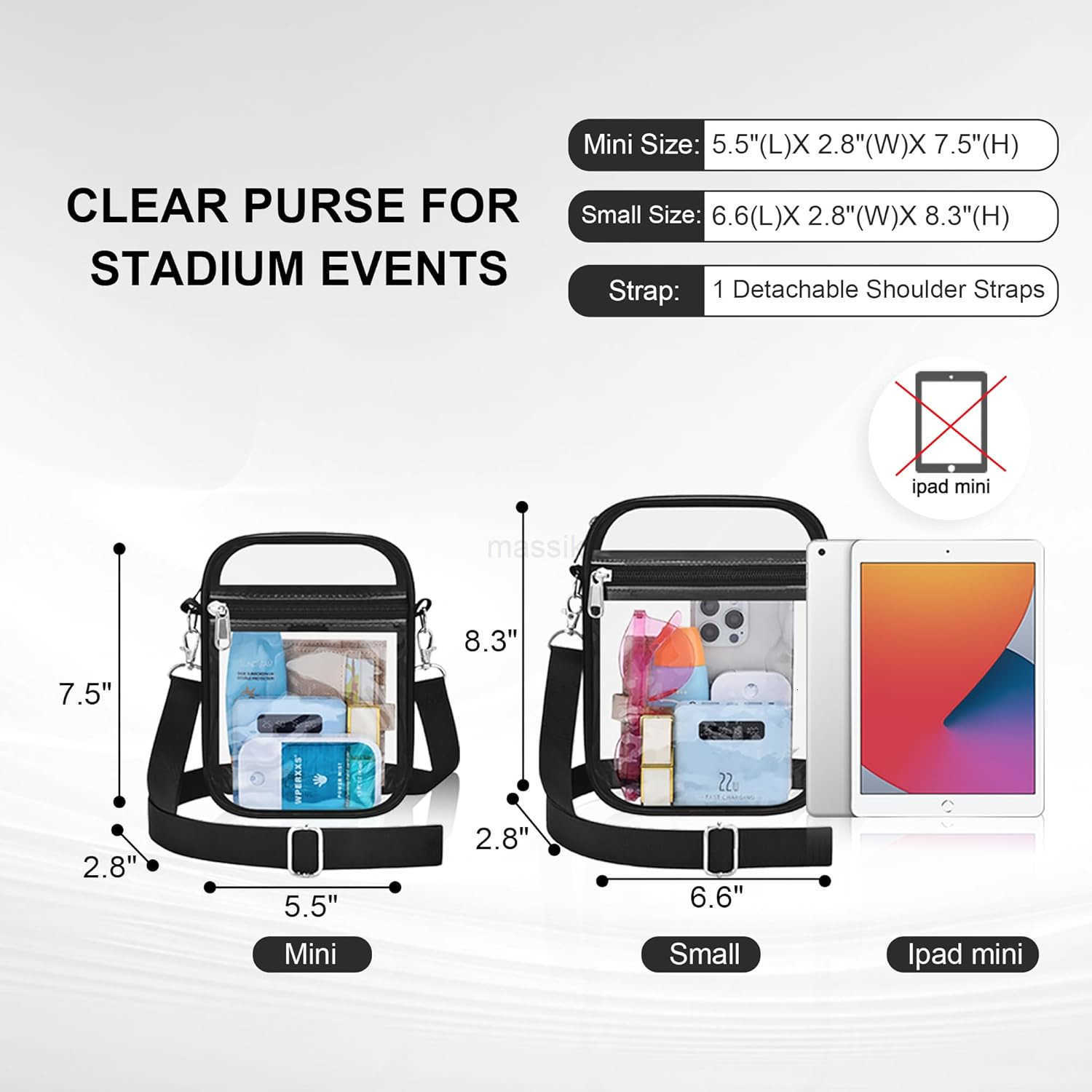 Small Clear Bag Stadium Approved Clear Purses Sports Stadium Events PVC Messenger Bag for Women Girls M250910