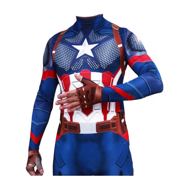 Disney Halloween New Marvel Avengers Captain America Cosplay Jumpsuit Cosplay Costume Superhero Adult Kids Halloween Carnival Party Show BodysuitXJ250