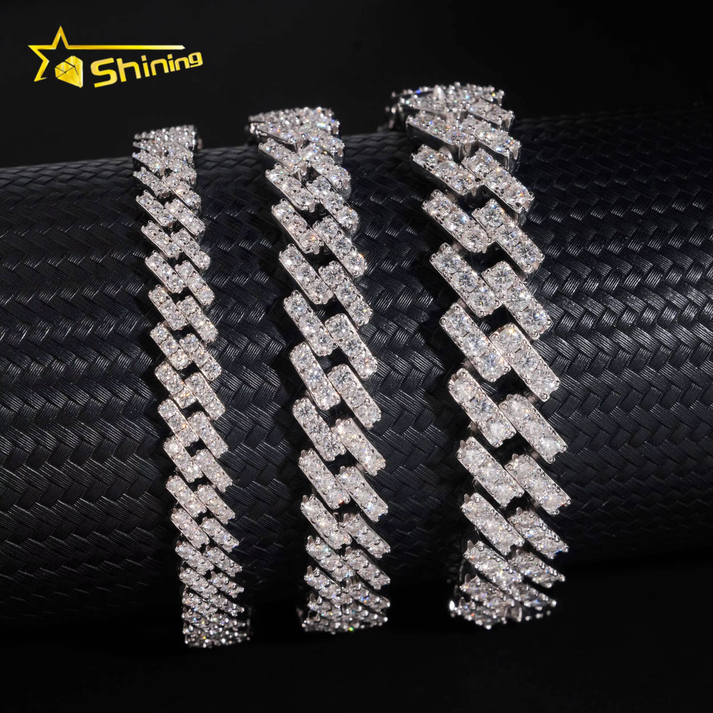 Hot Selling VVS Moissanite Chains Hip Hop 7mm 10mm 13mm One Row Moissanite Cuban Necklace Iced Out Link Chain Men
