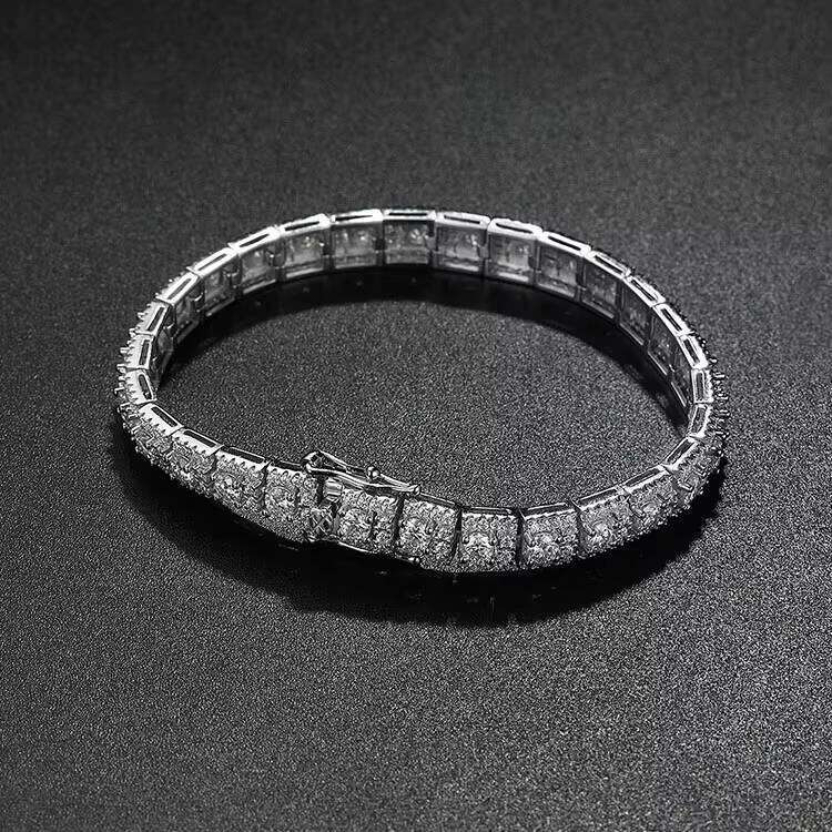 High Quality Sterling Sier Fine Jewelry Full Hip Hop Style Moissanite Tennis Bracelet for Women Man