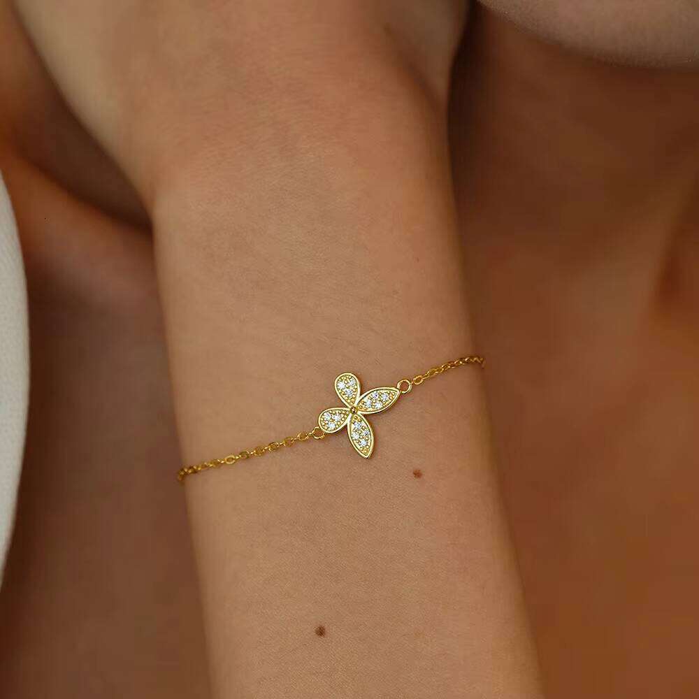 Fashion Butterfly Jewelry Gifts for Women D Color Moissanite S Sterling Sier Adjustable Bracelet