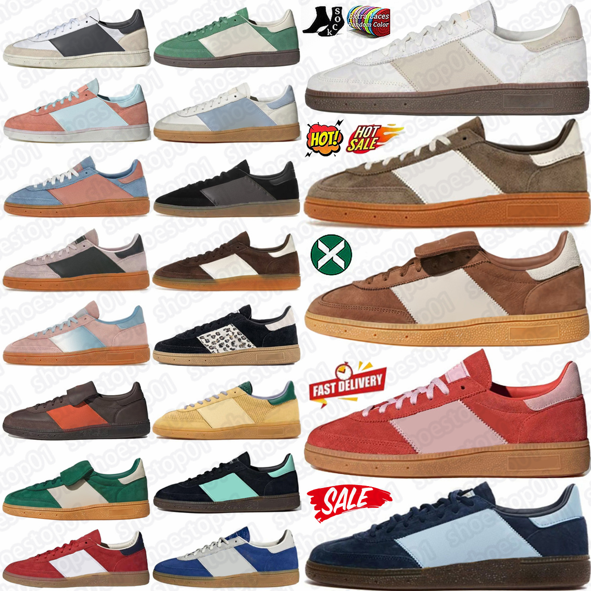 hand ball spe zial designer shoes sneakers mens shoe Cream White Beige Navy Gum Earth Strata Night Indigo Aluminum Wonder Beige Black Night Indigo Chalky Brown Clear