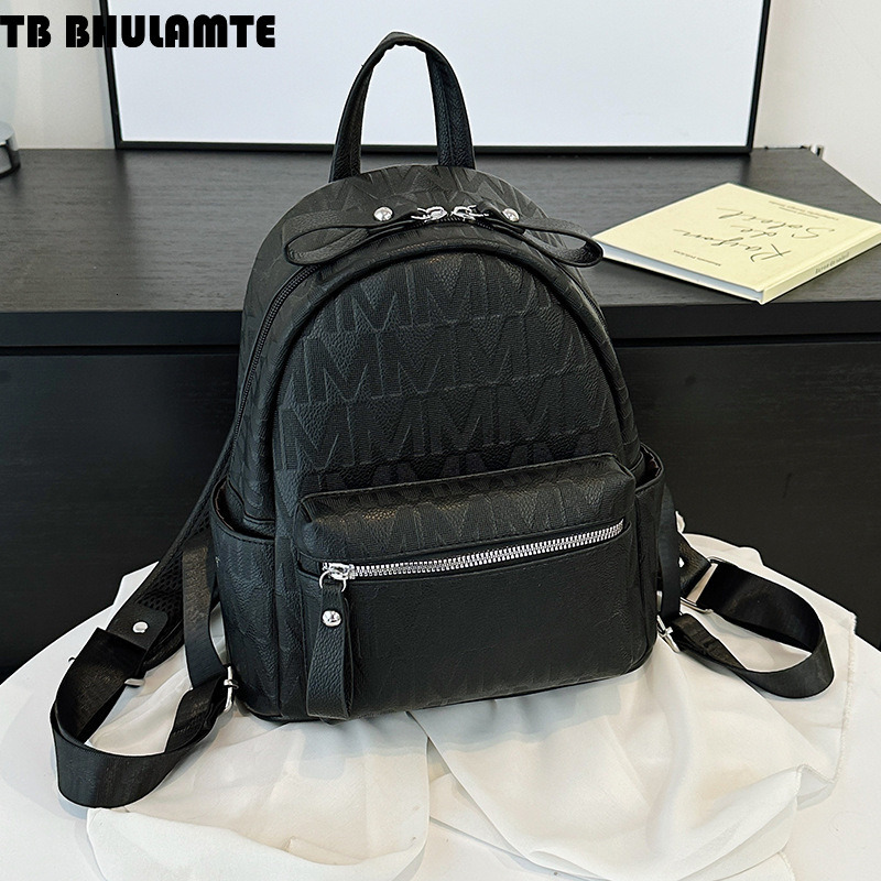 Free Shipping Designer Bag 2025 New Women's Backpack British Luxury Bag Style Embossed Letter Backpack Commuter Soft Leather Texture College Stud