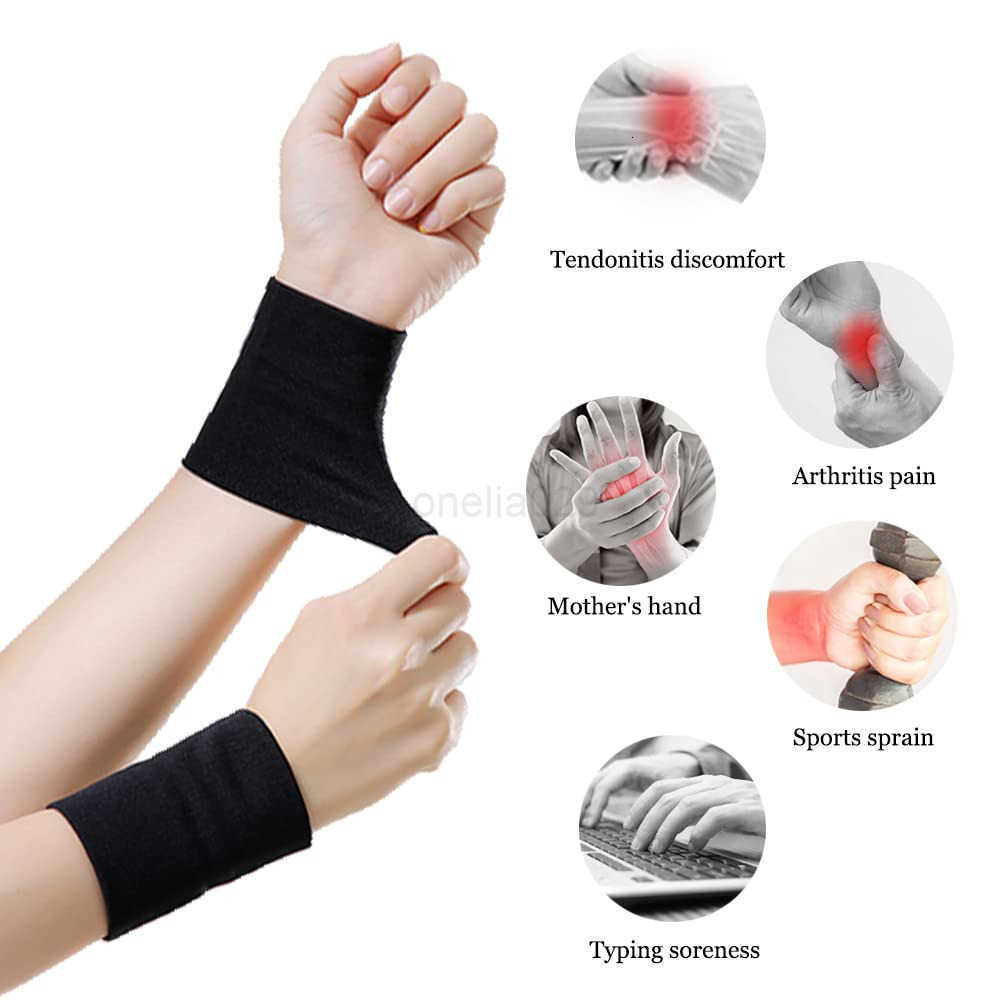 Wrist Compression Sleeve 4PCS Soft Wrist Support Brace Wrist Bands for Tendonitis Arthritis Sprains Pain Relief Elastic Carpal Tunnel Wraps Protector 
