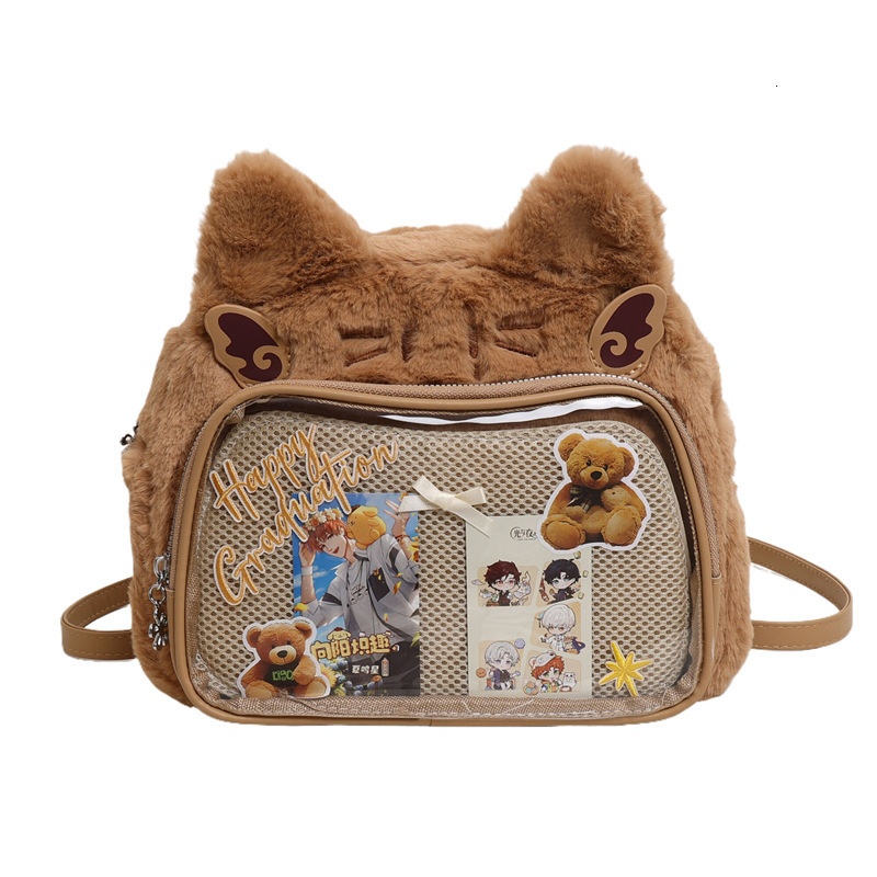 2025 Designer's New Cute Cat Plush Transparent Backpack