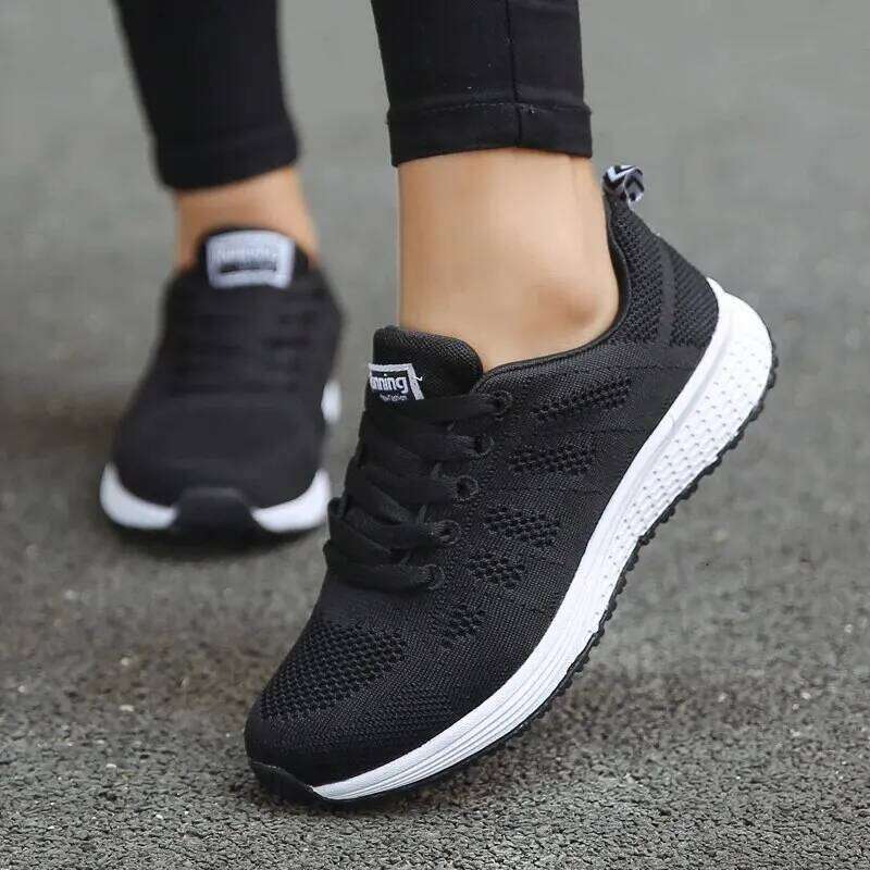 Women Casual Shoes Fashion Breathable Walking Mesh Fl atSh oesSneakers White Female Footwear