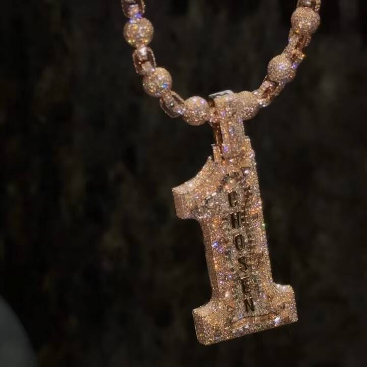 2 Tall Custom Made 10k Solid Rose Gold VVS1 Lab Grown Diamond CVD Custom Made Number Pendant