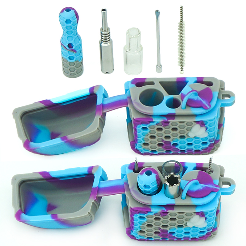 Silicone Smoking Pipes Colorful Silicone Pipe For Tobacco Dry Herb Spoon Silicone Pipes With Holes Glass Bowl Hookah Accessories Glass titanium nail t