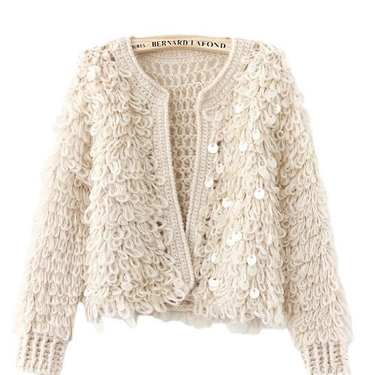 2025 autumn and winter design new women's sequined mohair designer short knitted cardigan sweater top