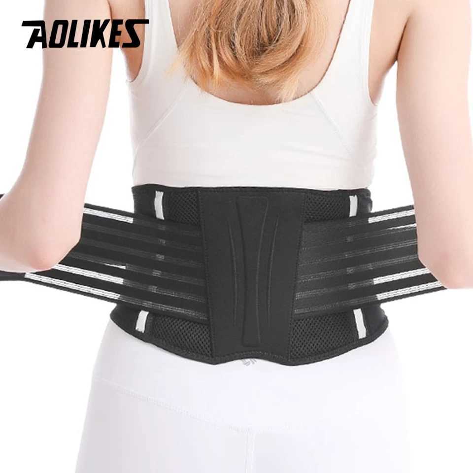 AOLIKES Fitness Reflective strip Sports Running Pressurize Waist Back Support Breathable Lumbar Back Brace Belt for MenWomen W250910