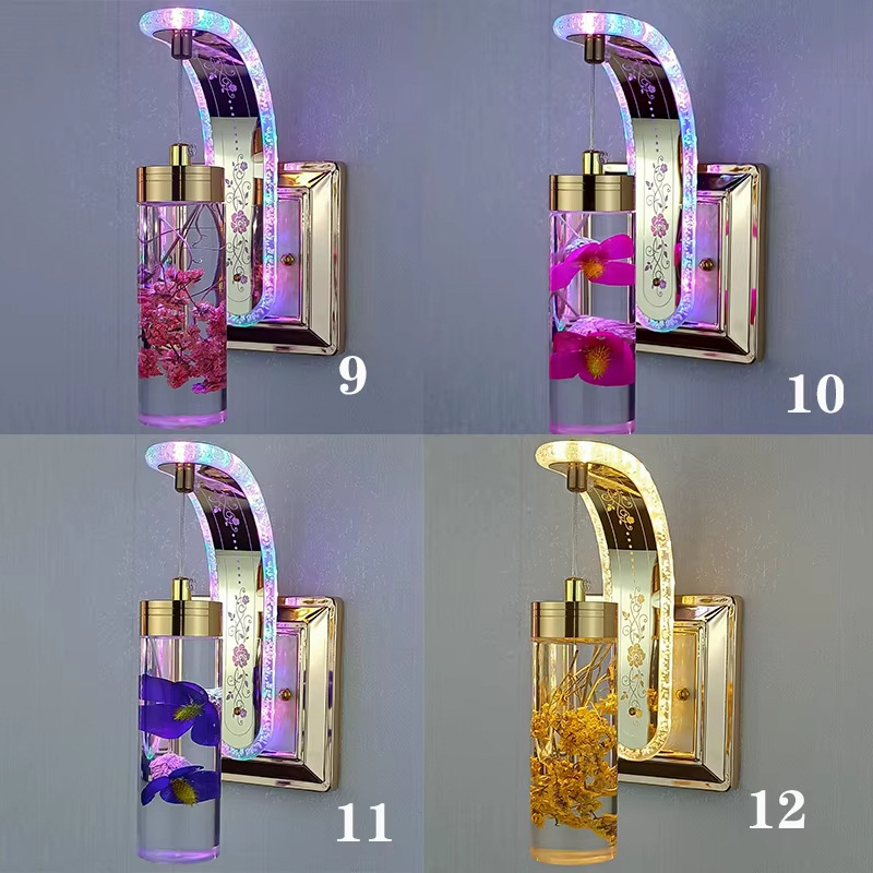 Real Dried Flower Acrylic Wall Lamp - Square Base Design Indoor Decorative Lighting for Bedroom Entryway Corridor Customizable flowers-FX