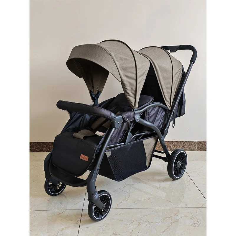Multifunctional Twin Baby Stroller Lightweight Highview Sitdown Reclining Foldable Double Stroller W250910