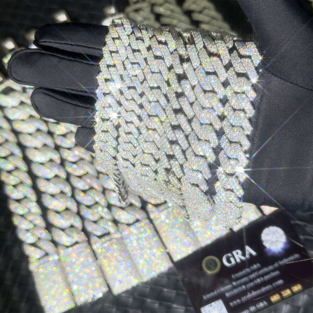 RTS Hot Sale VVS Moissanite Sterling Sier Iced Out Dia Cuban Chain Bracelet Fine Jewelry Bracelets Bangles