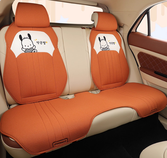 Linen Cooling Car Seat Cushions cartoon Universal Breathable Non-slip Seat Cover Protector Pad Mat Interior Accessories 250910