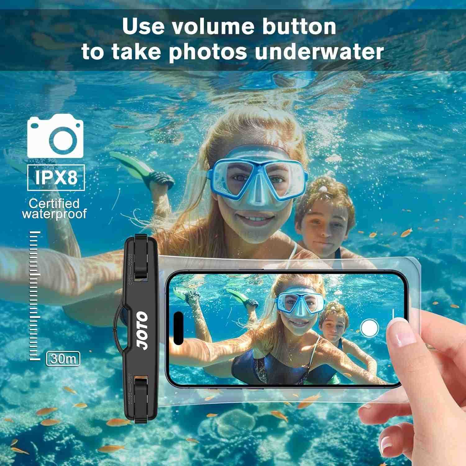 2 Pack Waterproof Phone Pouch Case Up to 7 IPX8 Underwater Phone Case Cellphone Dry Bag for iPhone 16 15 14 13 12 Pro Max Xs Max XR X 8 7 6S Plus SEGa