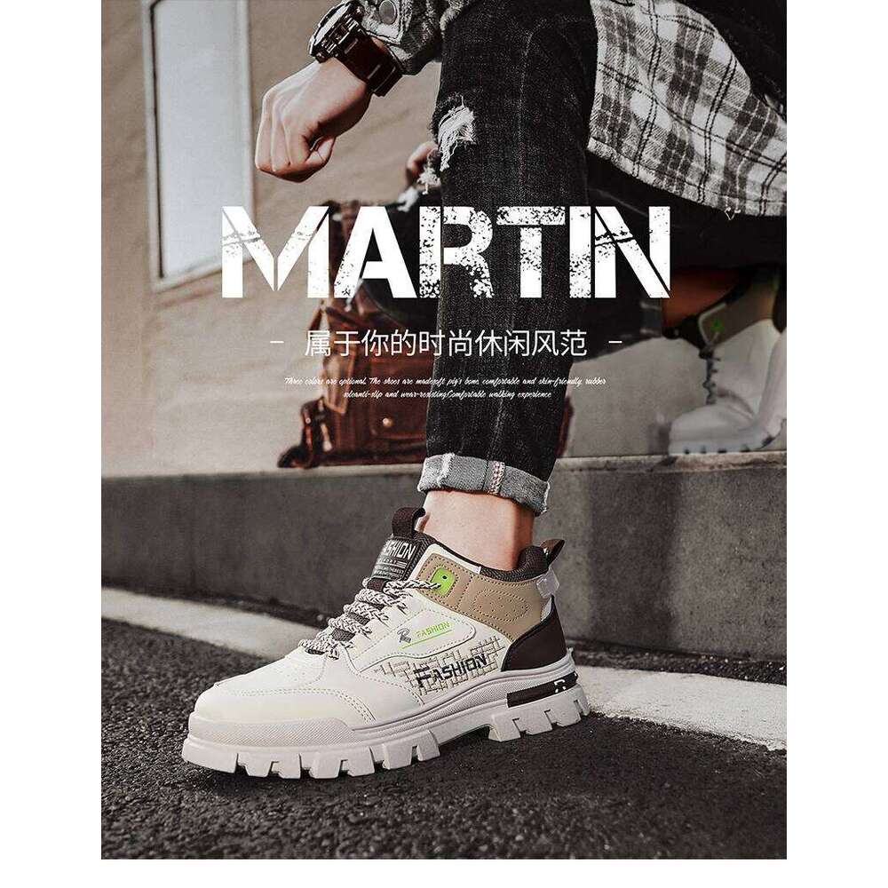 Men's workwear boots four season new anti slip soft sole comfortable labor protection shoes outdoor casual high top sports boots