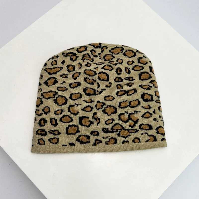 Autumn and Winter Leopard Speckles Wool Knitted Hats Personal Warm Retro Beanies Versatile Hip Hop Fashion ins Niche StreetXJ250910