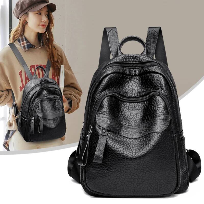Splicing cowhide Leather Brand Women Classic Travel Backpack Fashion School Bag Girls Mochilas feminina high-quality