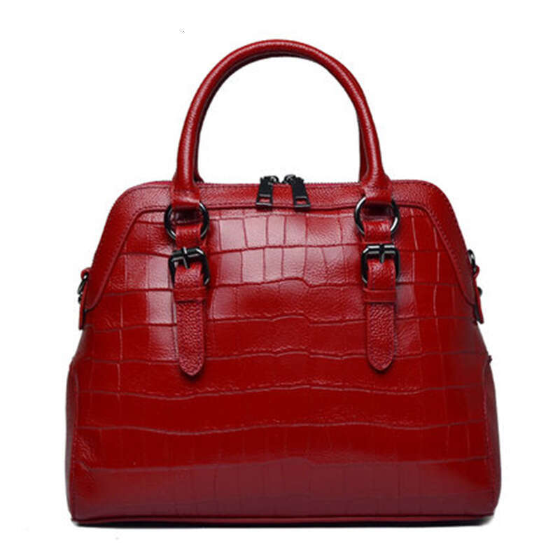 Genuine Leather Single Shoulder Crossbody Handbag Fashion Shell Crocodile Pattern Cowhide Large Women's Bag
