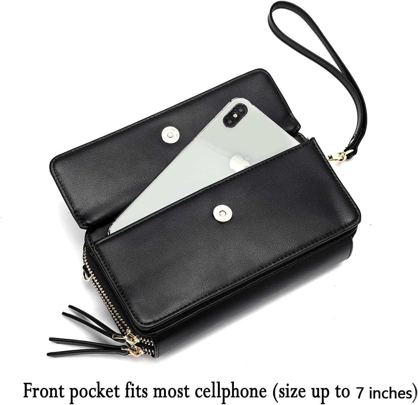 RFID Crossbody Wallet Wristlet Purse with Phone Pocket For Women Vegan LeatherZ250910