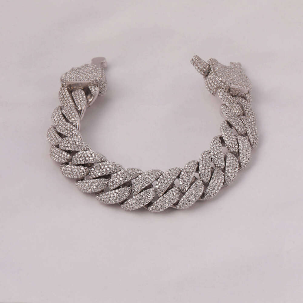 Sier Sterling Moissanite Dia Custom Hip Hop Full Iced Out Men's Fashion Bracelet
