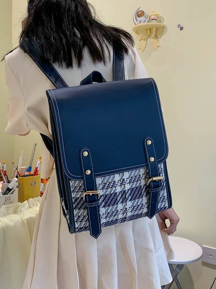 Preppy style Student schoolbag wool women backpack big capacity Brand design female shoulder ladies bagpack Travel bag black high-quality