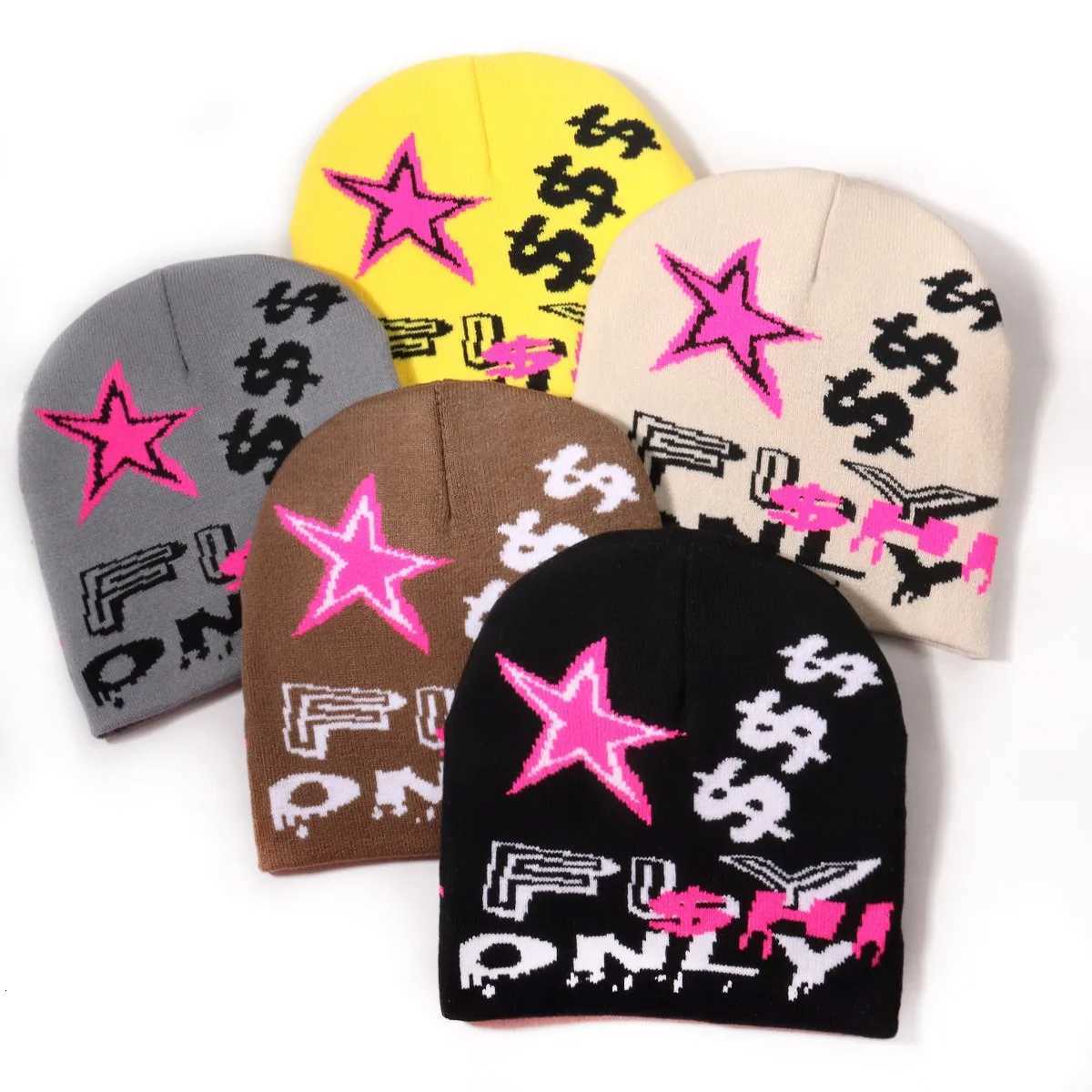 Fashion y2k street hiphop jacquard knitted hat personali fashion trend autumn and winter cold proof warm beaniest G250910